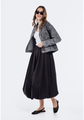 Solid Bubble Hem Skirt