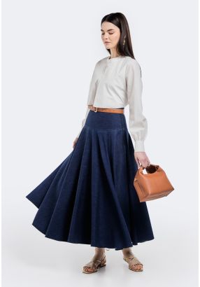 Flared Denim Maxi Skirt