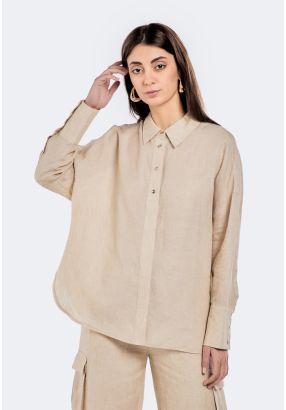 Drop Shoulder Linen Shirt