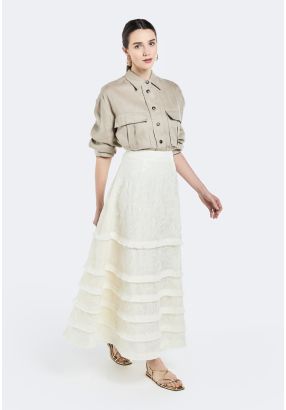 Sequin Embellished Fringed Skirt