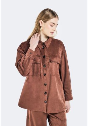 Flap Pocket Suede Shirt