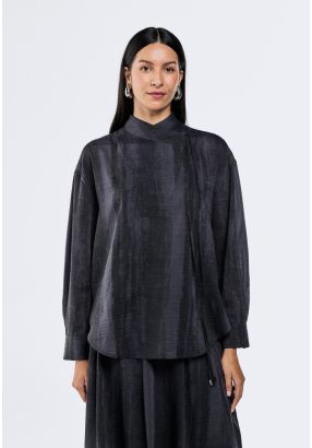 Tie Neck Textured Blouse (2 PCS)