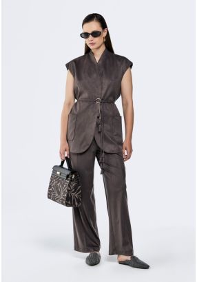 High Waist Suede Trousers