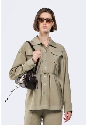  Solid Shirt With Attached Tie