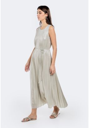 Metallic Foil Pleated Dress