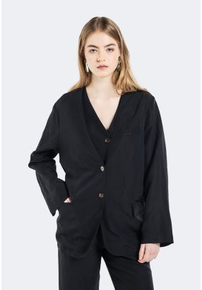 V-Neck Single Breasted Blazer