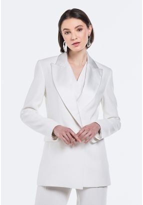 Satin Notched Collar Blazer