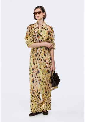 Printed Organza Trench Coat