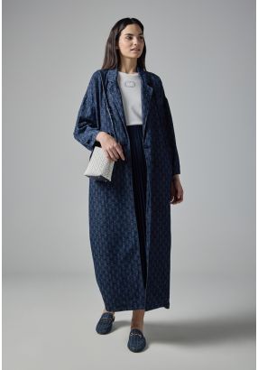 Drop Shoulder Monogram Flared Denim Jacket