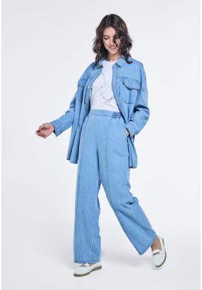 Wide Leg Denim Trousers