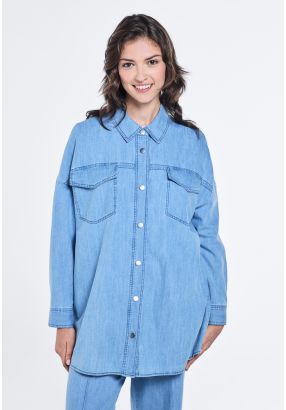 Drop Shoulder Oversized Denim Shirt