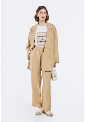 Crinkled Elastic Waistband Trousers