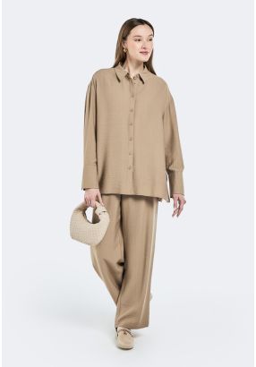 Solid Crinkled Trousers