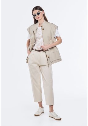 Solid High Waist Trousers