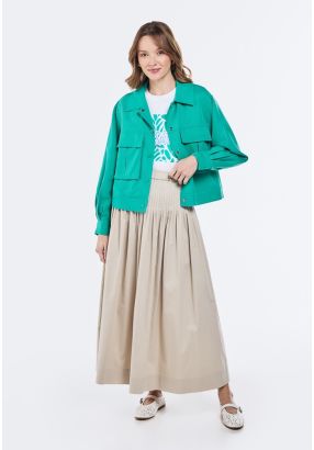 Solid Flared Pleated Skirt