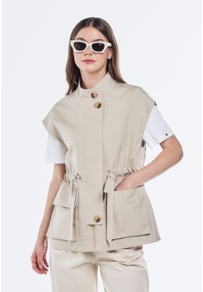 Drawstring Waist Solid Vest