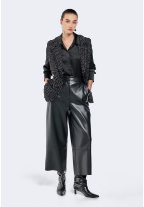 Straight Cut PU Leather Trousers