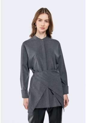 Overlap Shirt With Detachable Wrap Panel