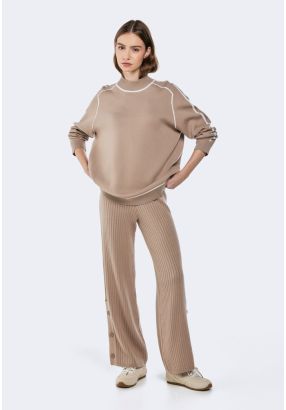 Knitted Button Embellished Trousers