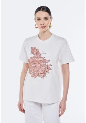 Printed Lace Embellished T-Shirt