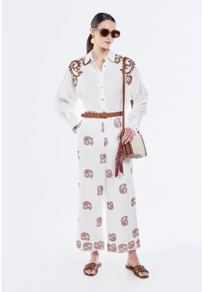 Contrast Embroidered Trousers