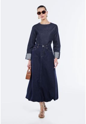Bubble Hem Denim Skirt