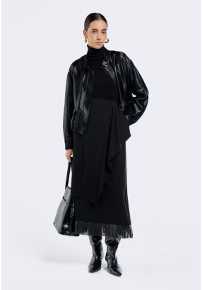 Overlay Fringed Hem Skirt