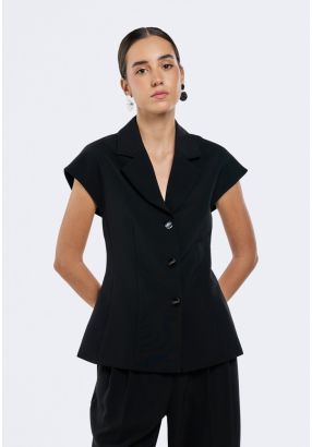 Notched Collar Linen Vest