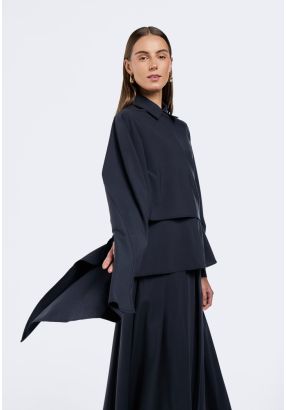 Attached Shawl Detail Shirt