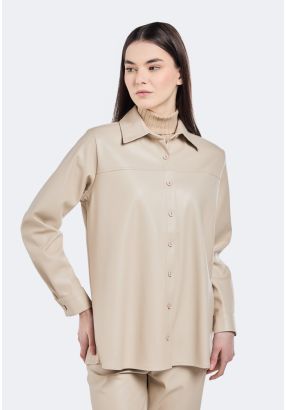 PU Leather Shirt Jacket