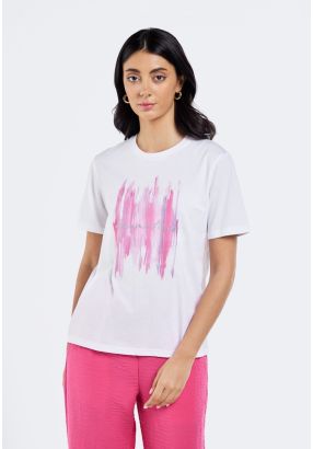 Lurex-Embroidered Brushstroke T-Shirt