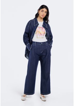 High Waist Denim Trousers
