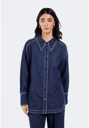 Stitch Embellished Denim Shirt