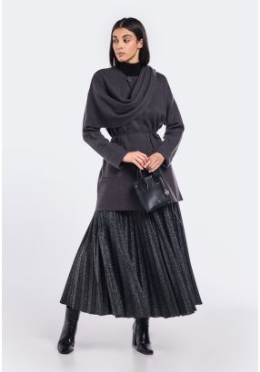 Pleated Lurex Maxi Skirt