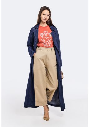 Straight Cut Folded Hem Jeans