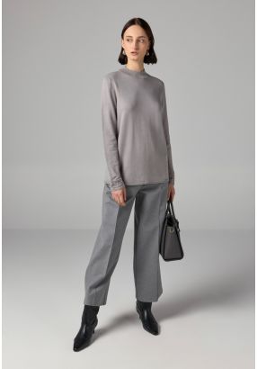 Solid High Waist Trousers