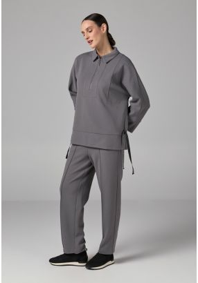 Solid Monogram Drawstring Trousers
