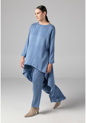 Solid Elastic Waist Trousers