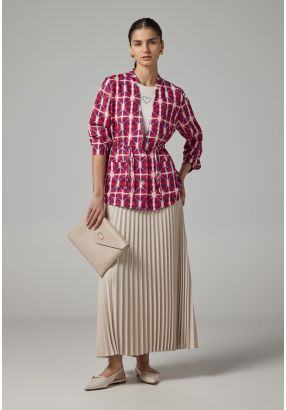 Solid Pleated Maxi Skirt