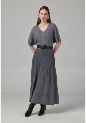 Knitted Pleated Lurex Skirt