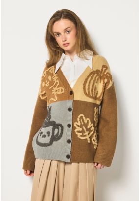 Textured Shearling Cardigan