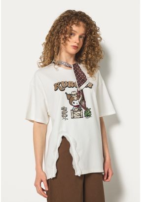 Kuromi Fleece Detailed T-shirt