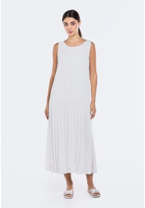 Pleated Sleeveless A-Line Dress