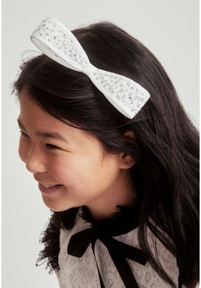 Crystal Embellished Lace Bow Headband