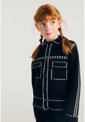 Faux Stitches Knitted Shirt