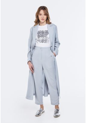 High Waist Buttoned Hem Trousers