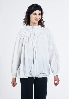 Solid Drawstring Hem Track Jacket