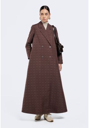 Geometric Embroidered Quilted Abaya