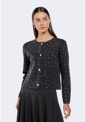 Crystal Embellished Knitted Cardigan