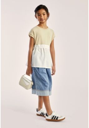 Wide Leg Capri Denim Shorts